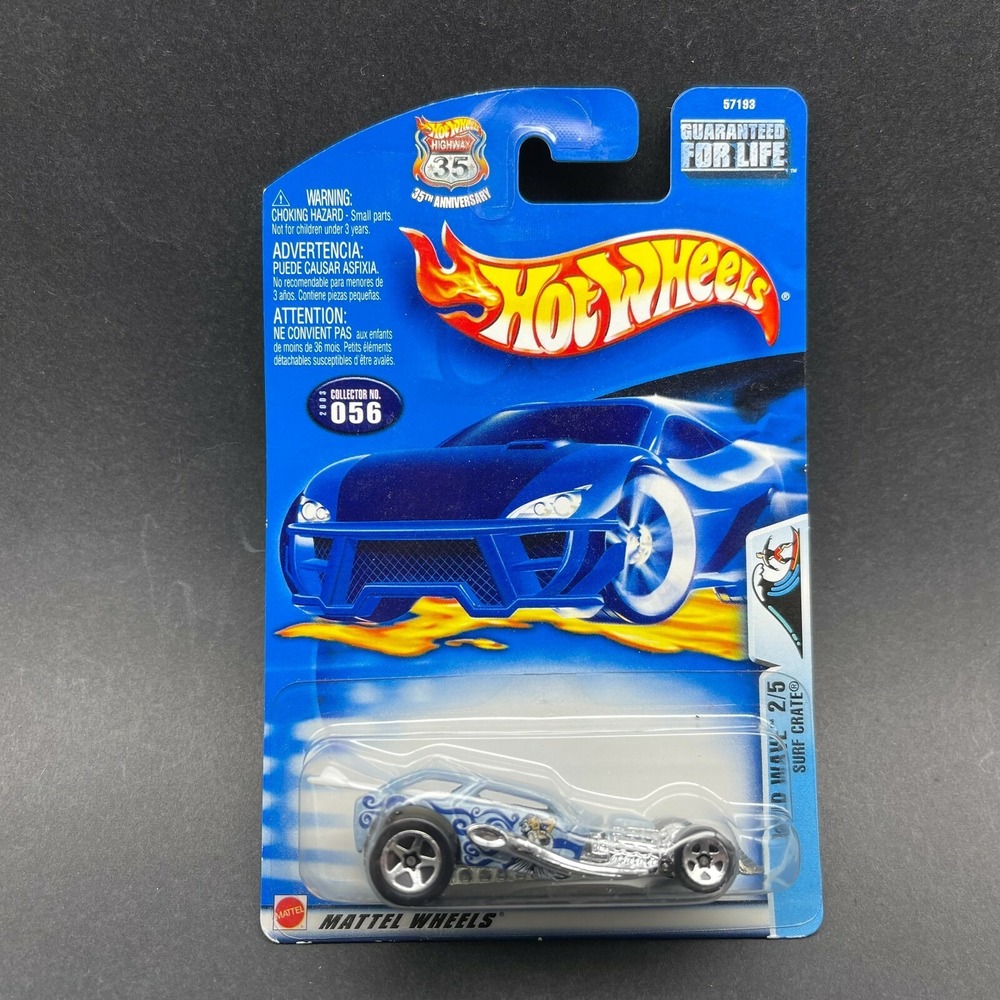 Hot Wheels Wild Wave‎ Surf Crate Car Light Blue Diecast 1/64 Surfboard #056 35th